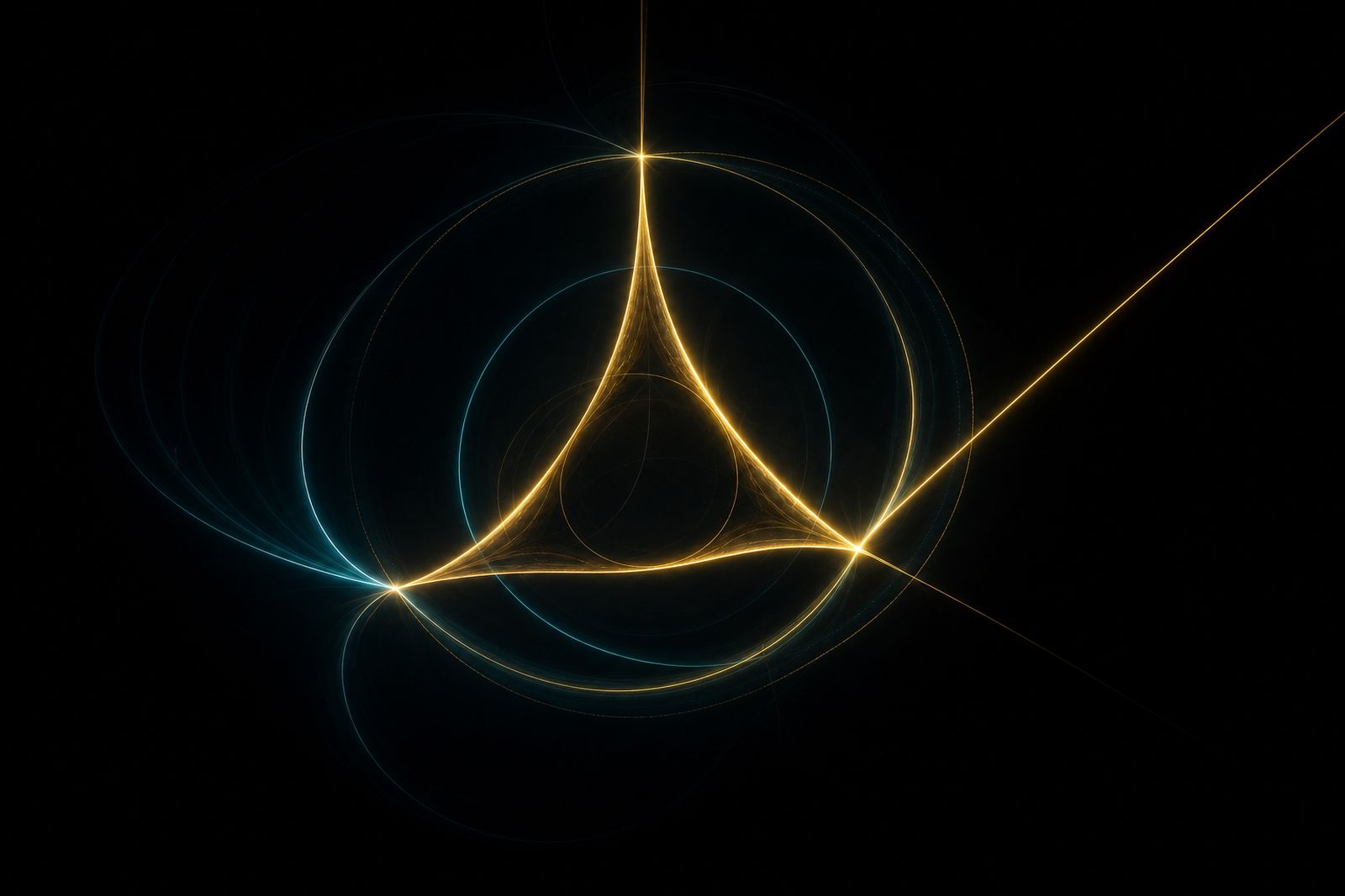 The needle slides tangent to a three-cusped curve.