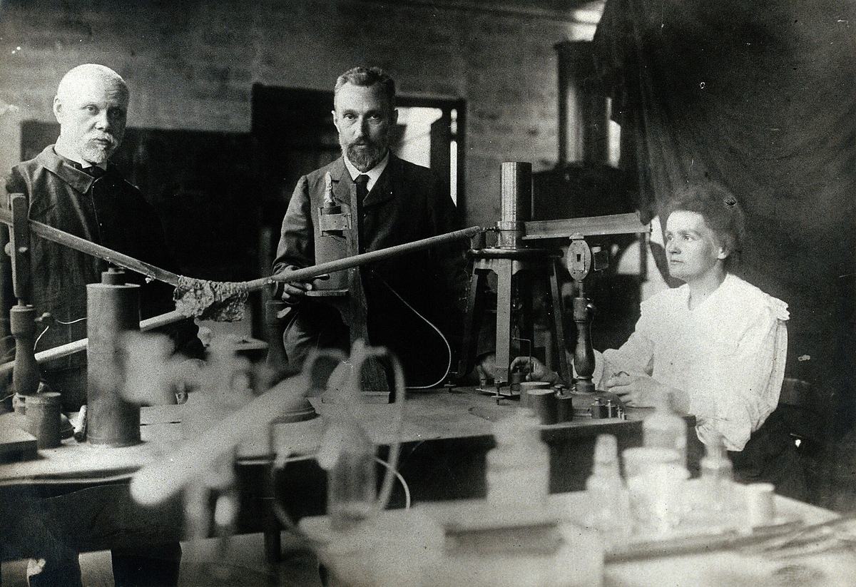 Marie and Pierre at work. The apparatus is simple; the patience is not.