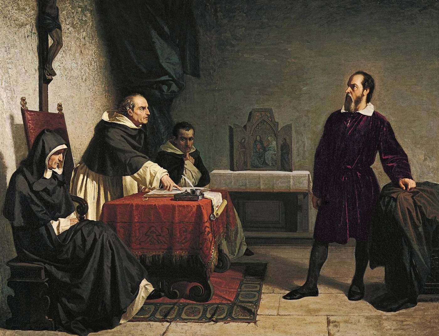 Cristiano Banti painted this scene in 1857. No eyewitness picture of the trial exists.